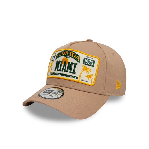 Czapka z daszkiem New Era Miami License Plate 9FORTY A-Frame 60595462 Beżowy ze sklepu eobuwie.pl w kategorii Czapki z daszkiem damskie - zdjęcie 182082466