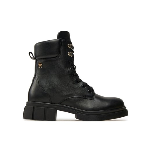 Trapery Tommy Hilfiger Lace-Up Biker Leather FW0FW08167 Czarny ze sklepu eobuwie.pl w kategorii Botki - zdjęcie 182083087