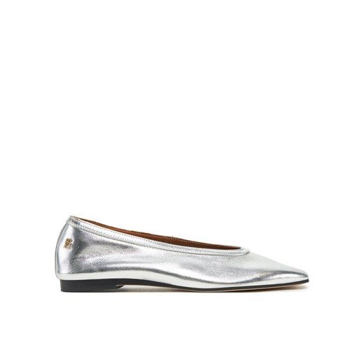 Baleriny Tommy Hilfiger Soft Metal Lthr Ballerina No Bow FW0FW08601 Srebrny ze sklepu eobuwie.pl w kategorii Balerinki - zdjęcie 182083336