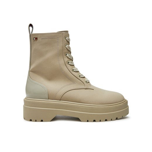 Trapery Tommy Hilfiger Flag Ventile Lace Up Boot FW0FW08287 Beżowy ze sklepu eobuwie.pl w kategorii Workery damskie - zdjęcie 182084557