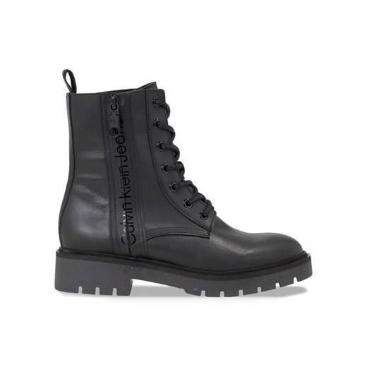 Trapery Calvin Klein Jeans Combat Mid Laceup Boot Wn YW0YW01255 Czarny ze sklepu eobuwie.pl w kategorii Workery damskie - zdjęcie 182085516