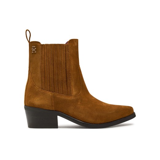 Botki Tommy Hilfiger Th Suede Cowboy Boot FW0FW08034 Brązowy ze sklepu eobuwie.pl w kategorii Botki - zdjęcie 182085787
