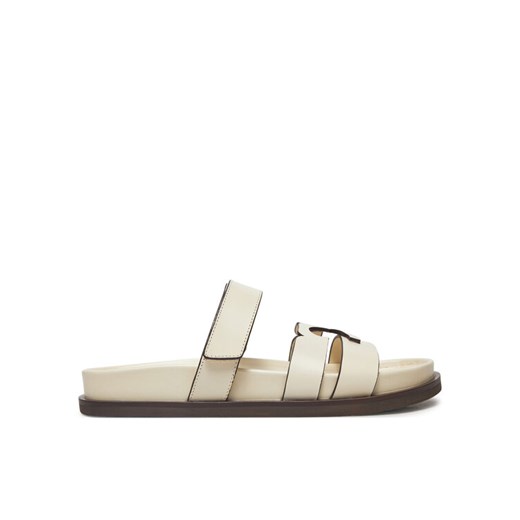 Klapki Tory Burch Ines Sport Slide 161636 Écru ze sklepu eobuwie.pl w kategorii Klapki damskie - zdjęcie 182086029
