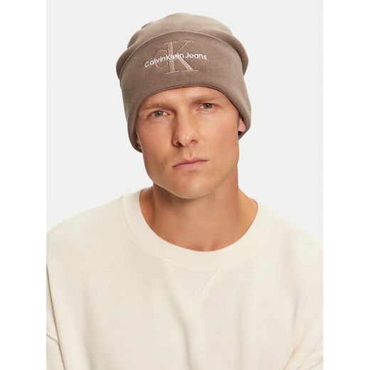 Czapka Calvin Klein Mono Logo Embro K50K512460 Brązowy ze sklepu eobuwie.pl w kategorii Czapki zimowe męskie - zdjęcie 182086275