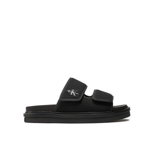 Klapki Calvin Klein Jeans Double Bar Sandal Mtl YM0YM01020 Czarny ze sklepu eobuwie.pl w kategorii Klapki męskie - zdjęcie 182086536