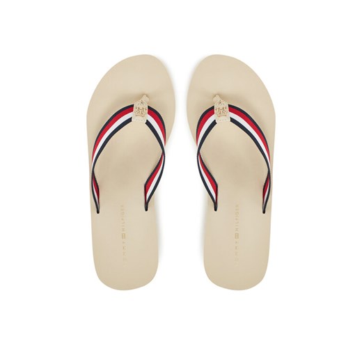 Japonki Tommy Hilfiger Th Corporate Wedge Beach Sandal FW0FW08520 Beżowy ze sklepu eobuwie.pl w kategorii Klapki damskie - zdjęcie 182086539