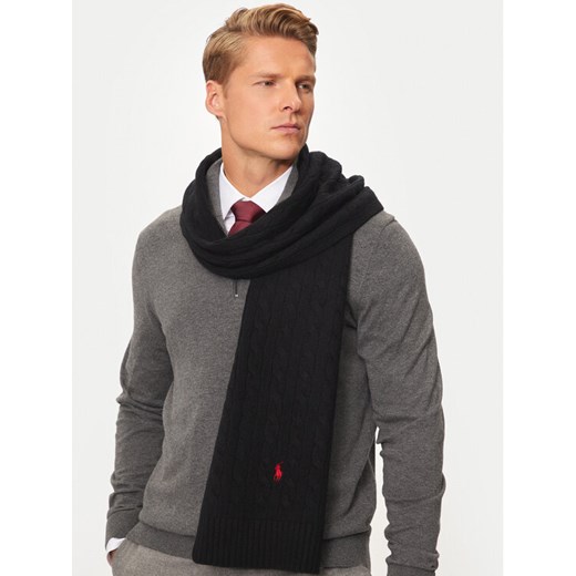Szalik Polo Ralph Lauren 449959345001 Czarny ze sklepu eobuwie.pl w kategorii Szaliki męskie - zdjęcie 182086607