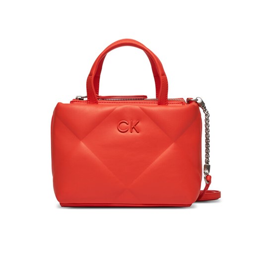 Torebka Calvin Klein Re-Lock Quilt Tote Mini K60K611340 Pomarańczowy ze sklepu eobuwie.pl w kategorii Kuferki - zdjęcie 182086858