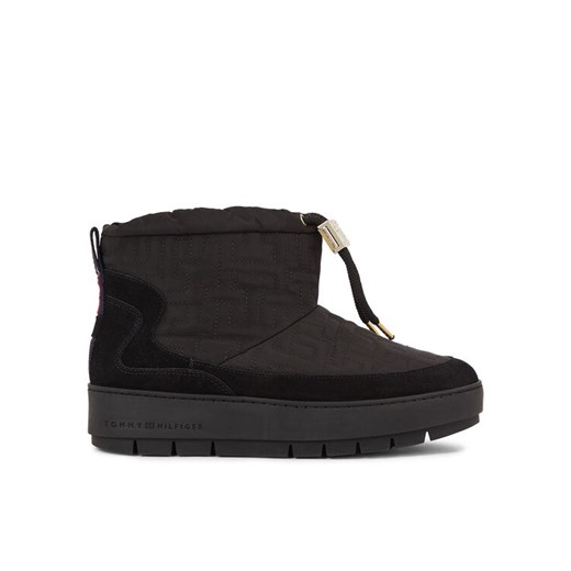 Śniegowce Tommy Hilfiger Tommy Monogram Snowboot FW0FW07637 Czarny ze sklepu eobuwie.pl w kategorii Śniegowce damskie - zdjęcie 182088097