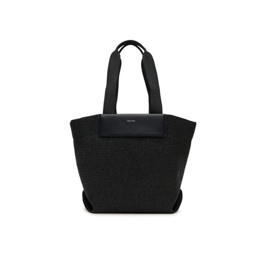 Torebka Calvin Klein Ck Raffia Medium Shopper K60K613174 Czarny ze sklepu eobuwie.pl w kategorii Torby Shopper bag - zdjęcie 182088436