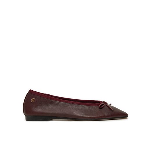 Baleriny Tommy Hilfiger Soft Leather FW0FW08355 Bordowy ze sklepu eobuwie.pl w kategorii Balerinki - zdjęcie 182088459