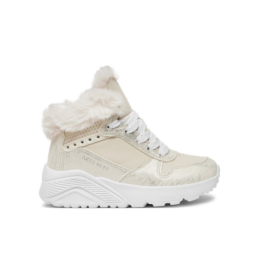 Botki Skechers Uno Lite - Comfurt Collar 310396L/NAT Écru ze sklepu eobuwie.pl w kategorii Buty zimowe dziecięce - zdjęcie 182091925