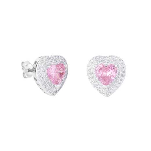 Kolczyki ICED STUFF Love Heart Pink Białe złoto ze sklepu eobuwie.pl w kategorii Kolczyki - zdjęcie 182091996