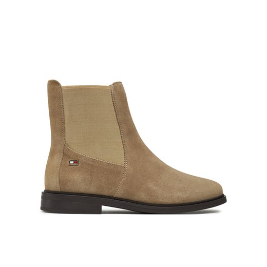 Sztyblety Tommy Hilfiger Flag Suede Low Chelsea FW0FW08176 Beżowy ze sklepu eobuwie.pl w kategorii Botki - zdjęcie 182093479