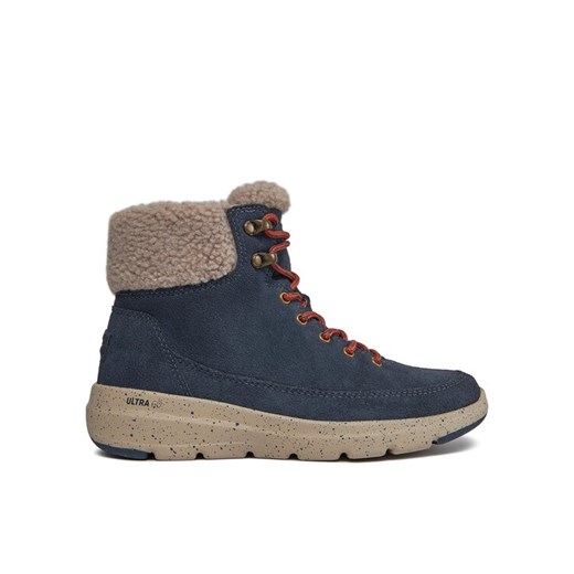 Trapery Skechers Glacial Ultra Woodsy 144175/NVY Niebieski ze sklepu eobuwie.pl w kategorii Workery damskie - zdjęcie 182093759