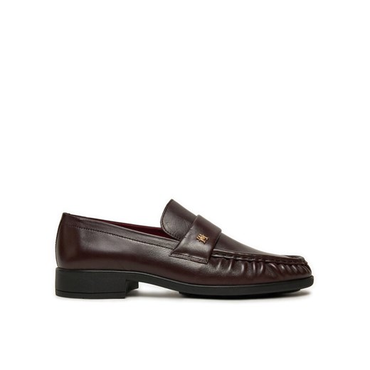 Lordsy Tommy Hilfiger Loafer Soft Nappa Pleated Toe FW0FW08362 Bordowy ze sklepu eobuwie.pl w kategorii Lordsy damskie - zdjęcie 182093848