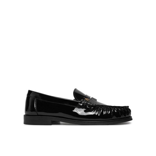 Loafersy Tommy Hilfiger Loafer Mit Label-Detail FW0FW08565 Czarny ze sklepu eobuwie.pl w kategorii Lordsy damskie - zdjęcie 182094255