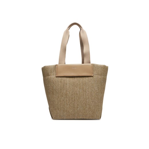 Torebka Calvin Klein Ck Raffia Medium Shopper K60K613174 Brązowy ze sklepu eobuwie.pl w kategorii Torby Shopper bag - zdjęcie 182095106