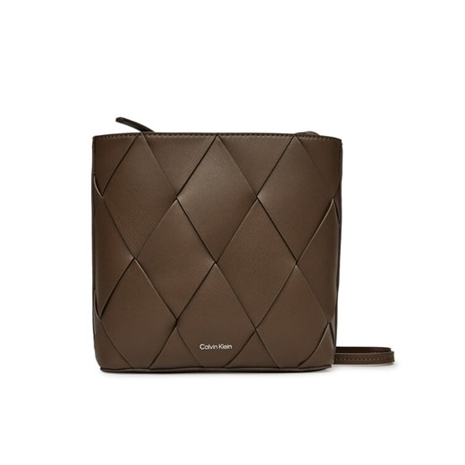 Torebka Calvin Klein Ck Woven Square Crossbody K60K612991 Brązowy ze sklepu eobuwie.pl w kategorii Listonoszki - zdjęcie 182095507