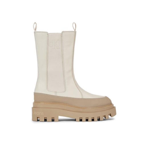Sztyblety Calvin Klein Jeans Flatform Chelsea Boot Lth Wn YW0YW01111 Écru ze sklepu eobuwie.pl w kategorii Botki - zdjęcie 182095729