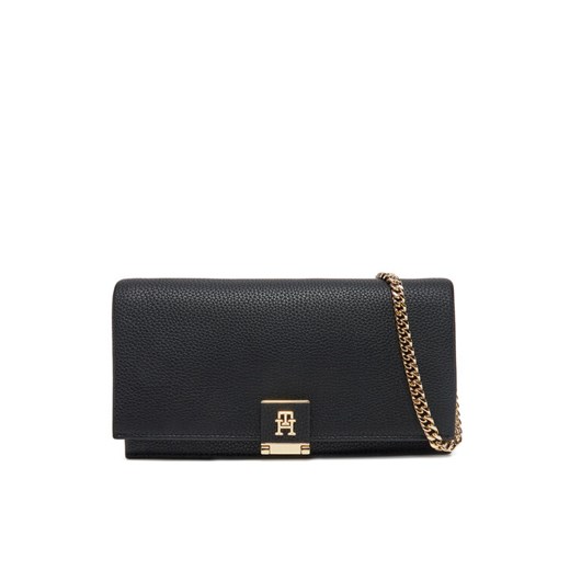 Torebka Tommy Hilfiger Th Her Flap W/Chain AW0AW17403 Czarny ze sklepu eobuwie.pl w kategorii Kopertówki - zdjęcie 182095747