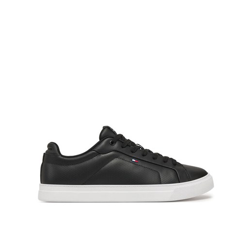Sneakersy Tommy Hilfiger Icon Court Pinperf Lth FM0FM05483 Czarny ze sklepu eobuwie.pl w kategorii Buty sportowe męskie - zdjęcie 182096577