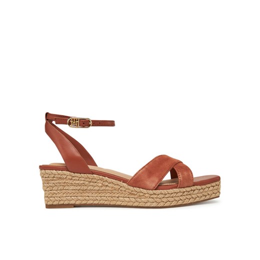 Espadryle Tommy Hilfiger Leather & Suede Mid Wedge Espad FW0FW08804 Brązowy ze sklepu eobuwie.pl w kategorii Espadryle damskie - zdjęcie 182097329