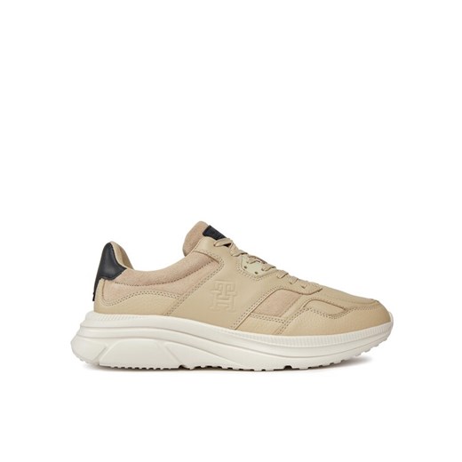 Sneakersy Tommy Hilfiger Modern Runner Premium Lth FM0FM04879 Beżowy ze sklepu eobuwie.pl w kategorii Buty sportowe męskie - zdjęcie 182097506
