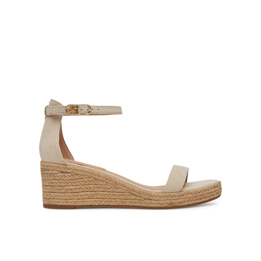 Espadryle Tommy Hilfiger Suede Ankle Mid Wedge Espadrille FW0FW08479 Beżowy ze sklepu eobuwie.pl w kategorii Espadryle damskie - zdjęcie 182097769