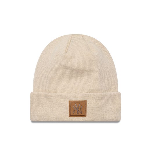 Czapka New Era Team Patch Cuff Bea 60565198 Beżowy ze sklepu eobuwie.pl w kategorii Czapki zimowe damskie - zdjęcie 182098089