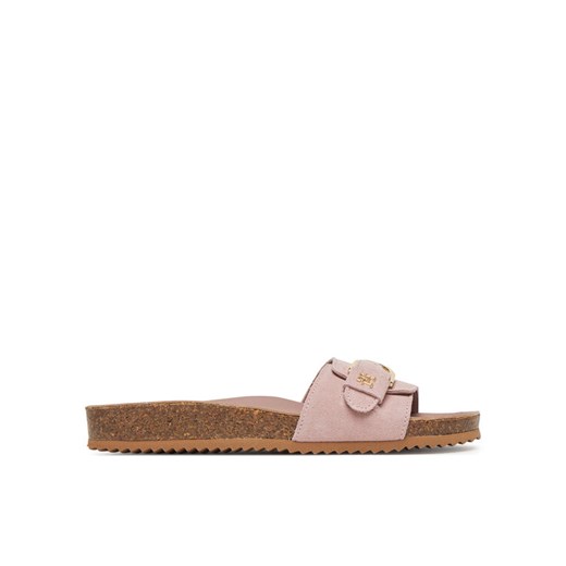 Klapki Tommy Hilfiger Soft Suede Adjustable Mule FW0FW08809 Różowy ze sklepu eobuwie.pl w kategorii Klapki damskie - zdjęcie 182098106