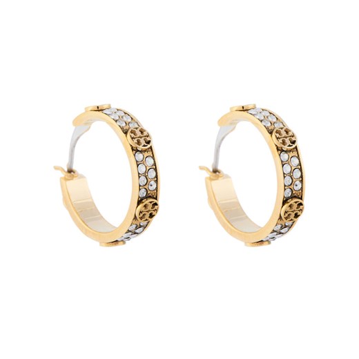 Kolczyki Tory Burch Small Miller Stud Hoop 153688 Złoty ze sklepu eobuwie.pl w kategorii Kolczyki - zdjęcie 182098778