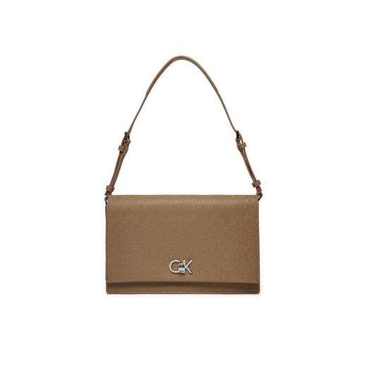 Torebka Calvin Klein Ck Elongated Shoulder Bag_Mono K60K613139 Beżowy ze sklepu eobuwie.pl w kategorii Torebki damskie - zdjęcie 182099605