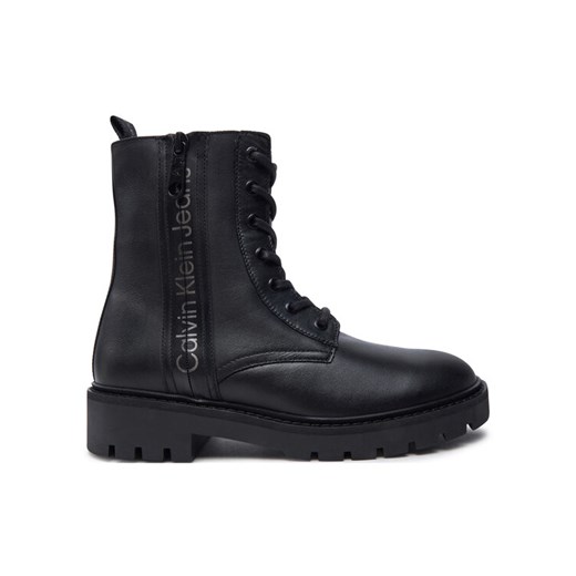 Botki Calvin Klein Jeans Combat Mid Laceup Zip Wn YW0YW01035 Czarny ze sklepu eobuwie.pl w kategorii Botki - zdjęcie 182100625