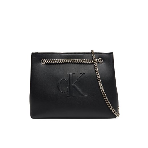 Torebka Calvin Klein Jeans Sculpted Chain Shoulder Bag LV04K3163G Czarny ze sklepu eobuwie.pl w kategorii Torebki damskie - zdjęcie 182100807