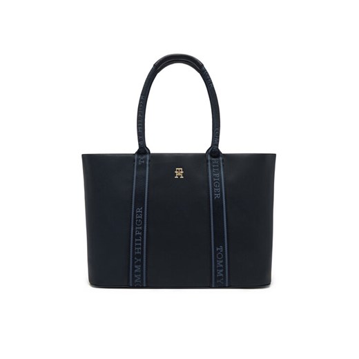 Torebka Tommy Hilfiger Th Logotape Tote AW0AW17198 Granatowy ze sklepu eobuwie.pl w kategorii Torebki damskie - zdjęcie 182101336
