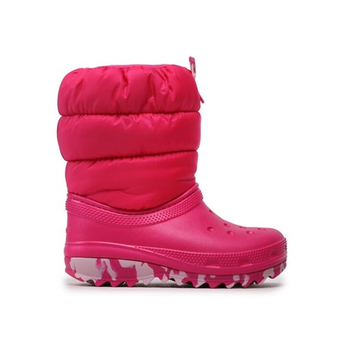 Śniegowce Crocs Classic Neo Puff Boot K 207684 Różowy ze sklepu eobuwie.pl w kategorii Buty zimowe dziecięce - zdjęcie 182101555