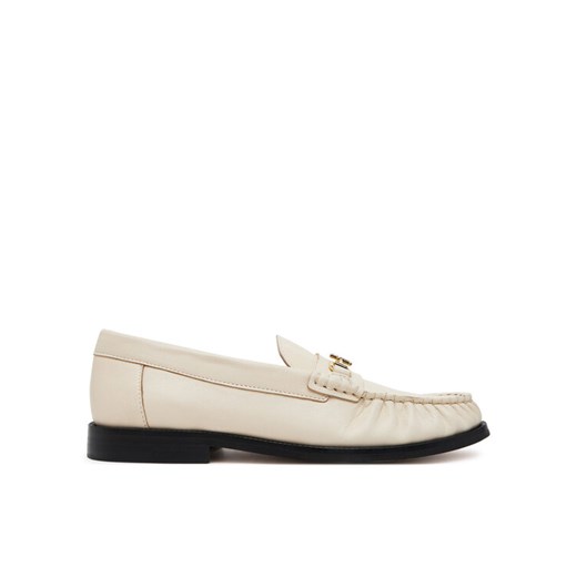 Półbuty Tommy Hilfiger Soft Leather Horsebit Loafer FW0FW08414 Écru ze sklepu eobuwie.pl w kategorii Mokasyny damskie - zdjęcie 182101715