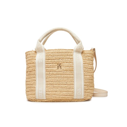 Torebka Tommy Hilfiger Th Spring Logo Mini Tote AW0AW17199 Beżowy ze sklepu eobuwie.pl w kategorii Torebki damskie - zdjęcie 182101729