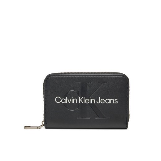 Mały Portfel Damski Calvin Klein Jeans Zip Around Mono K60K612255 Czarny ze sklepu eobuwie.pl w kategorii Portfele damskie - zdjęcie 182103106