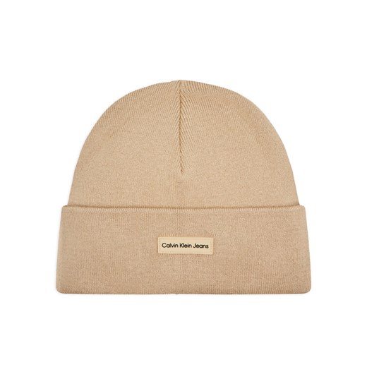 Czapka Calvin Klein Jeans Inst Patch Beanie K50K512142 Beżowy ze sklepu eobuwie.pl w kategorii Czapki zimowe męskie - zdjęcie 182104866