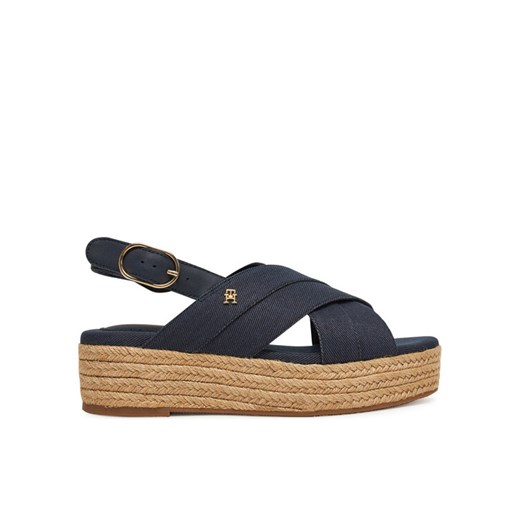 Espadryle Tommy Hilfiger Denim Espadrille Platform Sandal FW0FW08669 Granatowy ze sklepu eobuwie.pl w kategorii Espadryle damskie - zdjęcie 182104885