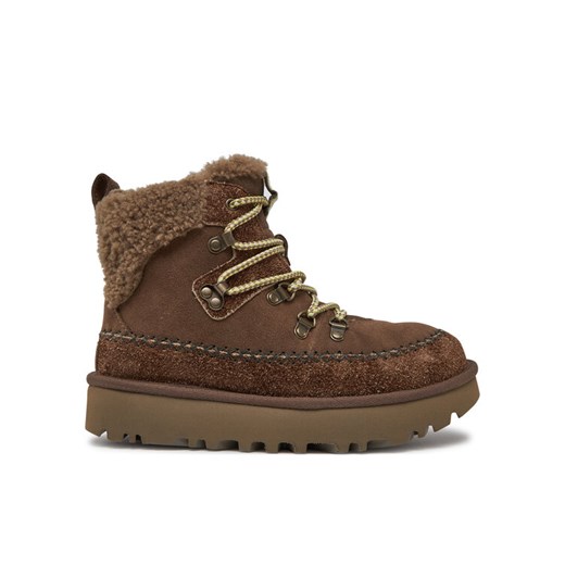 Śniegowce Ugg W Classic Alpine Lace Up 1158271 Brązowy ze sklepu eobuwie.pl w kategorii Śniegowce damskie - zdjęcie 182105127
