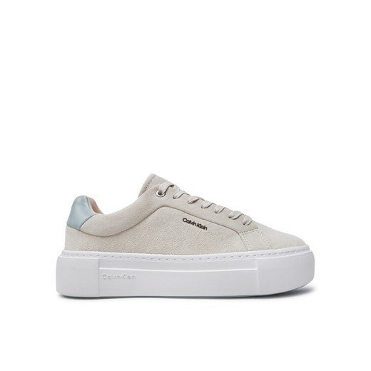 Sneakersy Calvin Klein Flatform Cup Lace Up W/Ml HW0HW02282 Beżowy ze sklepu eobuwie.pl w kategorii Buty sportowe damskie - zdjęcie 182105597