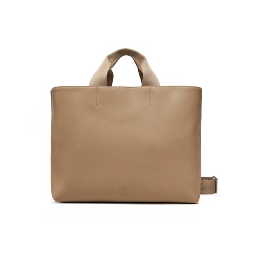 Torebka Calvin Klein Jeans Ultralight Tote Pu LV04K3132G Beżowy ze sklepu eobuwie.pl w kategorii Torebki damskie - zdjęcie 182106395