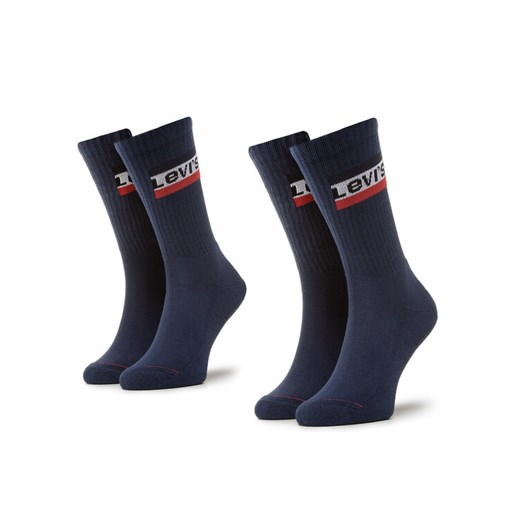Zestaw 2 par wysokich skarpet męskich Levi's® 902012-001 Granatowy ze sklepu eobuwie.pl w kategorii Skarpetki męskie - zdjęcie 182107836