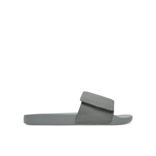 Klapki Calvin Klein Adj Pool Slide Canvas Logo HM0HM01749 Szary ze sklepu eobuwie.pl w kategorii Klapki męskie - zdjęcie 182110009