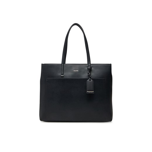 Torebka Calvin Klein Ck Must Medium Shopper W/Pocket K60K613019 Czarny ze sklepu eobuwie.pl w kategorii Torebki damskie - zdjęcie 182111385