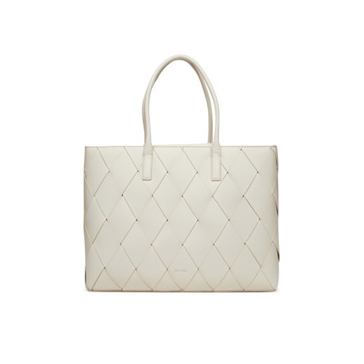 Torebka Calvin Klein Ck Woven Medium Shopper K60K612994 Biały ze sklepu eobuwie.pl w kategorii Torby Shopper bag - zdjęcie 182111508