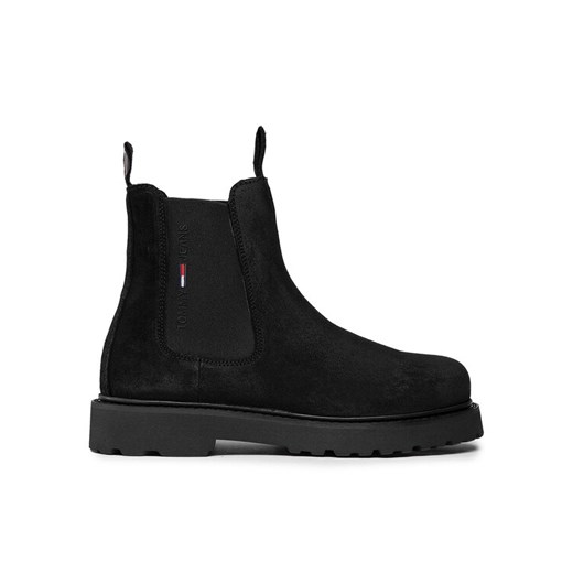 Sztyblety Tommy Jeans Suede Chelsea Boot EM0EM00829 Czarny ze sklepu eobuwie.pl w kategorii Buty zimowe męskie - zdjęcie 182111605